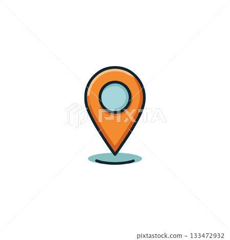 Stylized map pointer icon design offers a simple location navigation, indicating a destination 133472932