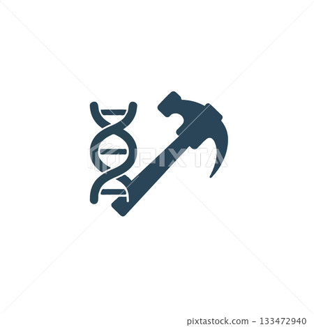 Intertwined innovation dna and craftsmanship hammer symbol representing genetic engineering Intertwined innovation dna and craftsmanship hammer symbol representing genetic engineering 133472940
