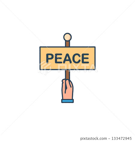 Symbolic hand holding peace sign illustration promoting harmony and nonviolence as message against Symbolic hand holding peace sign illustration promoting harmony and nonviolence as message against 133472945