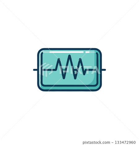 Stylized representation of an oscillating frequency wave signal concept design against a white Stylized representation of an oscillating frequency wave signal concept design against a white 133472960
