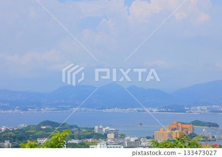 從和歌山縣白濱町的平源展望台眺望白濱景色 133473027