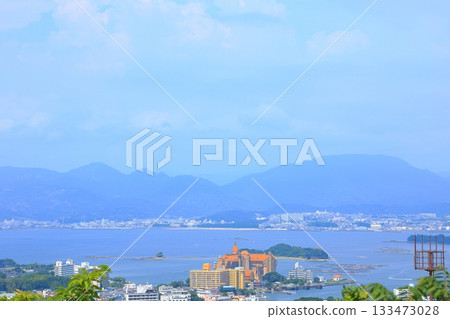 從和歌山縣白濱町的平源展望台眺望白濱景色 133473028