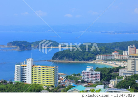 從和歌山縣白濱町的平源展望台眺望白濱景色 133473029