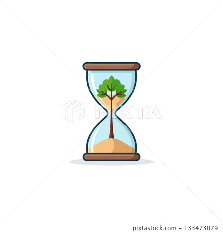 Symbolic hourglass representation of time passing and tree growth depicting environment 133473079