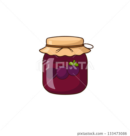 Illustration featuring a mason jar filled with delightful homemade plum preserve adding a touch of Illustration featuring a mason jar filled with delightful homemade plum preserve adding a touch of 133473086