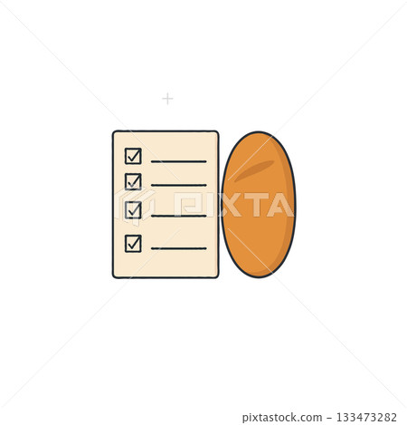 Grocery shopping list illustration with essential items a reminder of tasks needing completion for 133473282