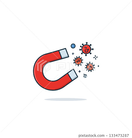 Magnet attracting pathogens, representing viral spread, protection against infectious diseases, 133473287