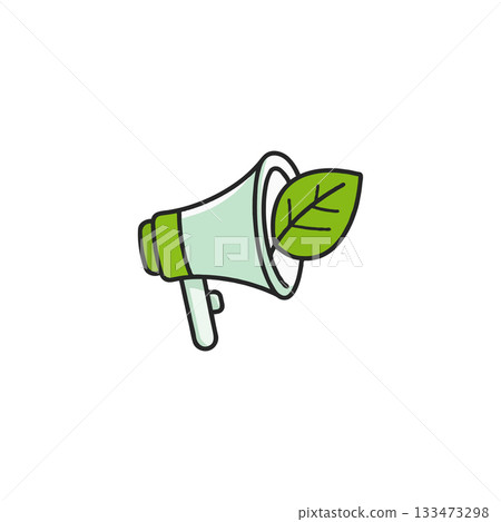 Amplifying nature's voice a megaphone with a leaf promotes ecological awareness for environmental 133473298