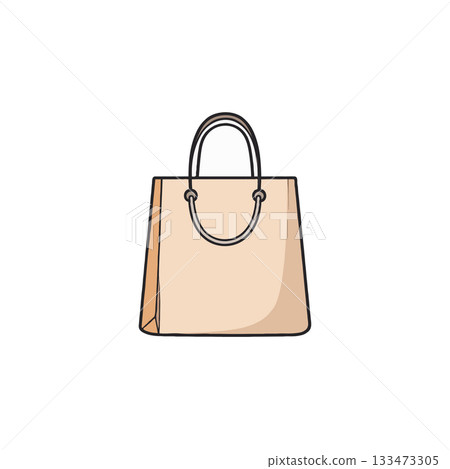 Simple beige shopping bag vector illustration ideal for branding and store promotion merchandise 133473305