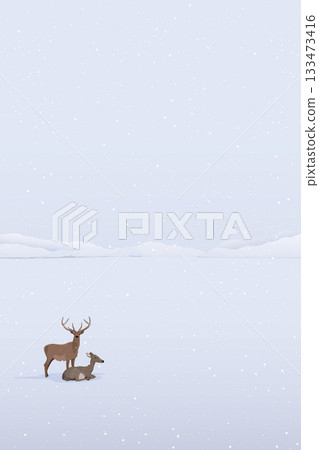Snowfall in minimalist snowscape with both of reindeers have mountain ranges and dusk sky vertical background graphic illustration. Snowfall in minimalist snowscape with both of reindeers have mountain ranges and dusk sky vertical background graphic illustration. 133473416