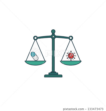 Balancing health: a symbolic representation of medication weighing against the impact of viral Balancing health: a symbolic representation of medication weighing against the impact of viral 133473473