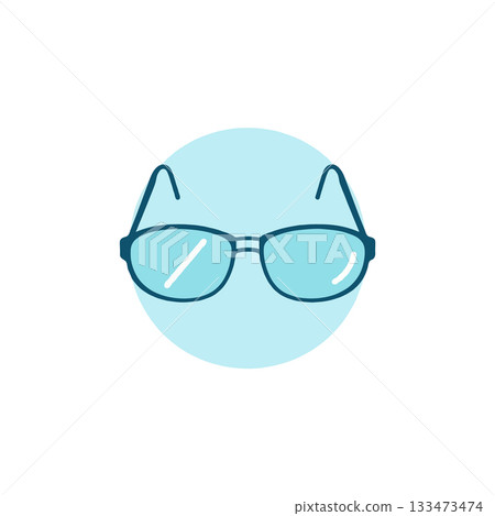 Stylish eyewear illustration showcasing vision correction equipment modern design with blue Stylish eyewear illustration showcasing vision correction equipment modern design with blue 133473474
