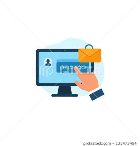 Secure digital communication concept with password protection for online safety and confidential Secure digital communication concept with password protection for online safety and confidential 133473484