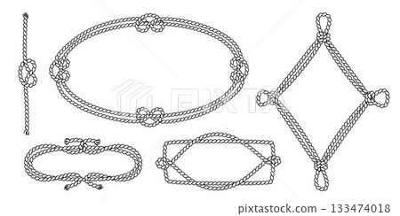 Nautical rope frames and vintage sailor knots 133474018