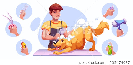 Professional pet grooming illustration Professional pet grooming illustration 133474027