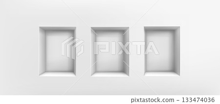 Wall niche with empty shelf display 133474036