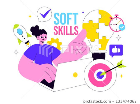 Office Workers Demonstrating Soft Skills Vector Illustration Such as Empathy, Communication, Idea Development, Teamwork, and Professional Growth Office Workers Demonstrating Soft Skills Vector Illustration Such as Empathy, Communication, Idea Development, Teamwork, and Professional Growth 133474062