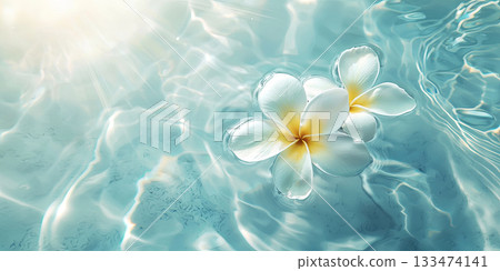 tropical sea water with plumeria 133474141