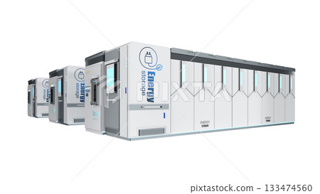 White energy storage system or battery container unit isolated 133474560