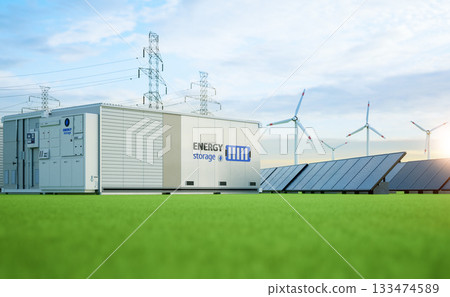 Group of energy storage systems or battery container units with various sources of energy Group of energy storage systems or battery container units with various sources of energy 133474589
