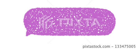 Chalk scribble speech bubble in organic textbox style. Conversation balloon for message and talk in chat, abstract rectangle with comment detail. Violet color, creative background concept. 133475005