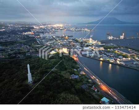 Night view of Taniyama Port from above Kinkowan Park 133475414