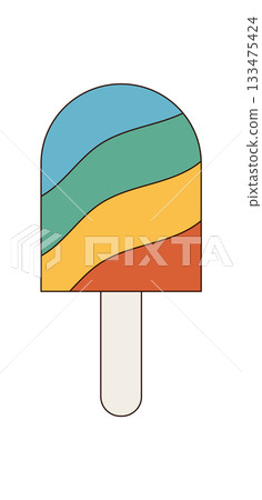 Groovy y2k shape in flat style with wavy summer color. Colorful groovy element has fun retro and playful spirit. Modern flat graphic illustration for pop and trendy projects. 133475424