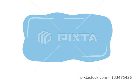 Fluid wavy banner shape with hand drawn style on abstract blue rectangle background. Liquid blob offers modern icon for quote or label, ideal for creative communication and conceptual designs. 133475426