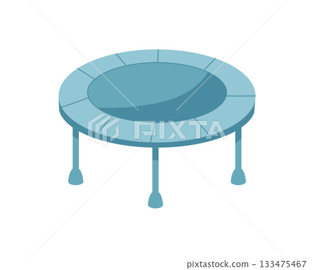 Flat sticker of a mini fitness trampoline with round design and compact structure. Perfect for gym workout, healthy exercise, and active movement. Dynamic sport equipment suitable for training Flat sticker of a mini fitness trampoline with round design and compact structure. Perfect for gym workout, healthy exercise, and active movement. Dynamic sport equipment suitable for training 133475467