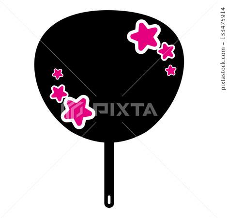 A black fan with a cute pink star 133475914