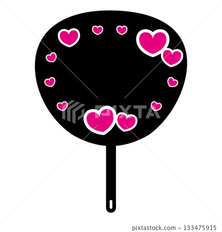 A black fan surrounded by pink hearts A black fan surrounded by pink hearts 133475915
