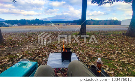 Spectacular view of Mount Fuji in late autumn from a campsite on the Asagiri Plateau at the foot of Mount Fuji. Fujinomiya City, Shizuoka Prefecture, Japan Spectacular view of Mount Fuji in late autumn from a campsite on the Asagiri Plateau at the foot of Mount Fuji. Fujinomiya City, Shizuoka Prefecture, Japan 133476013