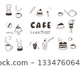 手繪可愛咖啡館線條畫套裝 133476064
