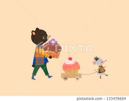 可愛的動物和糖果 133476684