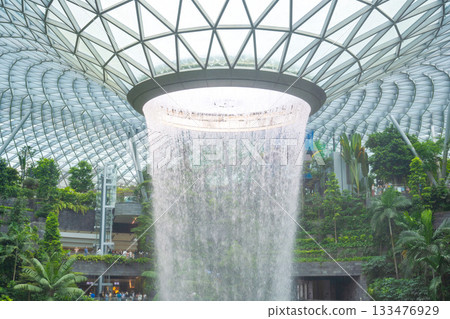 Jewel Waterfall and Glass Dome at Changi Airport, Singapore Jewel Waterfall and Glass Dome at Changi Airport, Singapore 133476929