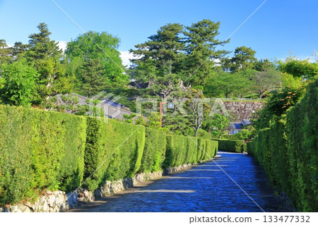 [Mie Prefecture] Castle guard house in Matsusaka Park on a clear day (Tonomachi Park) 133477332
