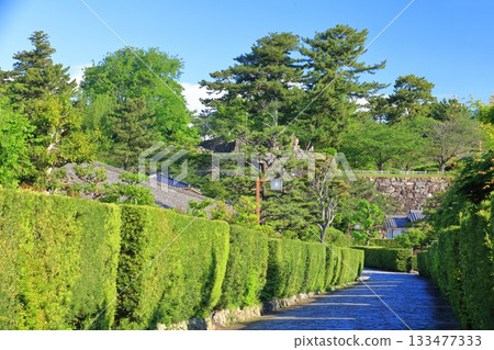 [Mie Prefecture] Castle guard house in Matsusaka Park on a clear day (Tonomachi Park) 133477333
