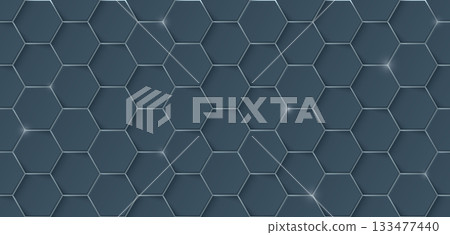 Abstract 3D steel hexagonal plates arranged seamless pattern graphic illustration. Abstract 3D steel hexagonal plates arranged seamless pattern graphic illustration. 133477440