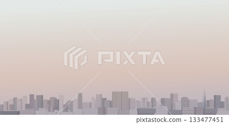 Minimalist cityscape with silhouette skyscrapers and vanilla sky background graphic illustration have blank space. 133477451