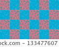 Pattern abstract flower and leaf on blue and pink table background. 133477607