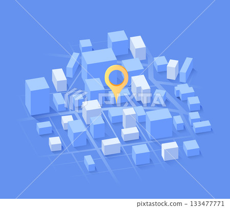 GPS tracking system to navigate around 3d city landmarks. Vector illustration GPS tracking system to navigate around 3d city landmarks. Vector illustration 133477771