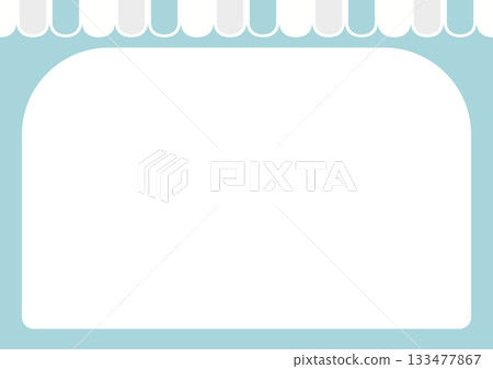 A4尺寸橫版選單卡，藍色拱形窗戶附遮陽篷 133477867