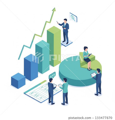 圖示:一位商務人士在查看數據的同時進行分析和決策。 圖示:一位商務人士在查看數據的同時進行分析和決策。 133477870