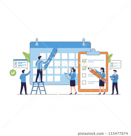 Business people who set goals, plan, schedule, and manage tasks Business people who set goals, plan, schedule, and manage tasks 133477874