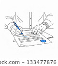 Male hand signing a contract 133477876