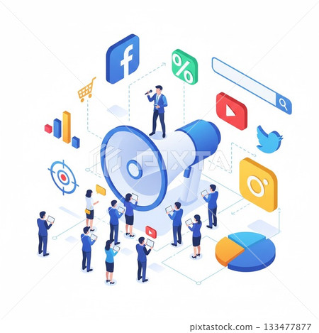 Digital marketing, promotion illustration Digital marketing, promotion illustration 133477877