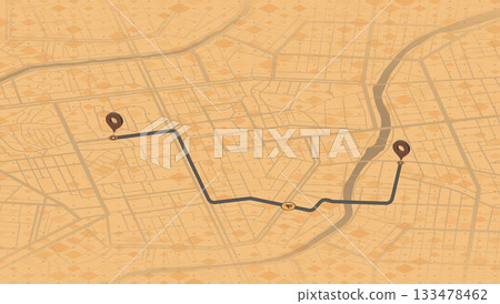 Futuristic city map with GPS navigation route. Urban landscape with path. Smart transportation and logistics concept. Vector illustration for navigation tracking Futuristic city map with GPS navigation route. Urban landscape with path. Smart transportation and logistics concept. Vector illustration for navigation tracking 133478462