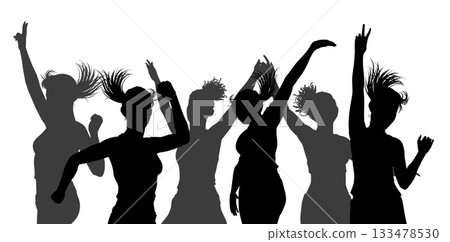 Dancing Women Silhouettes Crowd Party Celebration Dancing Women Silhouettes Crowd Party Celebration 133478530