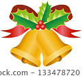 Christmas bells, ribbons and holly illustration material Christmas bells, ribbons and holly illustration material 133478720