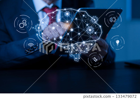 male businessman thinking ideas strategy working concept at the desk. 133479072